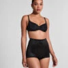 Hunkemöller Culotte Taille Haute Avec Gaine Sculptante En Dentelle Scuba- Noir