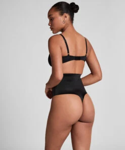 Hunkemöller String Taille Haute Avec Gaine Sculptante En Dentelle Scuba- Noir -Hunkemoller Boutique 161240 4