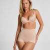 Hunkemöller Culotte Taille Haute Avec Gaine Sculptante En Dentelle Scuba- Beige