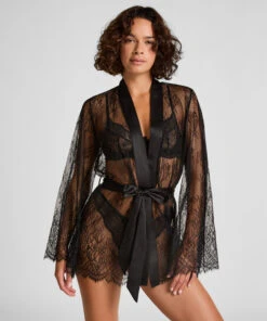 Hunkemöller Kimono Tout En Dentelle- Noir 2 Hunkemöller Kimono Tout En Dentelle- Noir -Hunkemoller Boutique 207211 3