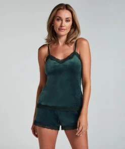 Hunkemöller Short Velours Dentelle- Vert