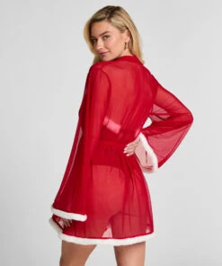 Hunkemöller Kimono Mesh Santa- Rouge 3 Hunkemöller Kimono Mesh Santa- Rouge -Hunkemoller Boutique 300629 4