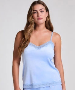 Hunkemöller Camisole Velours Dentelle- Bleu
