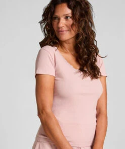 Hunkemöller Pyjama Dentelle Côtelé- Rose