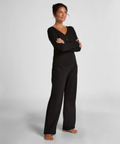 Hunkemöller Haut De Pyjama Henley- Noir -Hunkemoller Boutique 302654 3