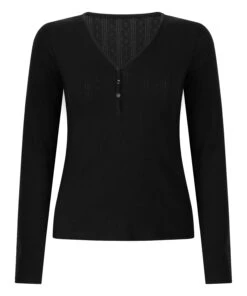 Hunkemöller Haut De Pyjama Henley- Noir -Hunkemoller Boutique 302654 5