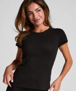 Hunkemöller Top Pointelle - Noir