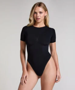 Hunkemöller Body à Manches Courtes Sans Couture- Noir