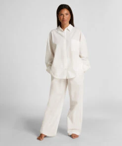 Hunkemöller Pantalon De Pyjama Coton Seersucker- Blanc