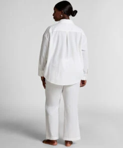 Hunkemöller Pantalon De Pyjama Coton Seersucker- Blanc -Hunkemoller Boutique 302798 13