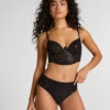Hunkemöller Culotte Brésilienne Jambe Et Taille Haute Elle- Noir