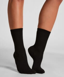 Hunkemöller Chaussettes Courtes En Modal Côtelé- Noir