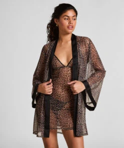 Hunkemöller Kimono En Maille Léopard- Noir