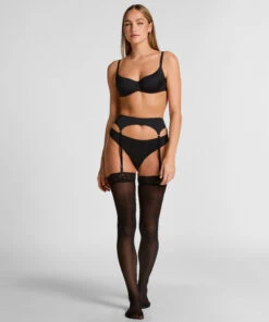 Hunkemöller Bas 30 Deniers Dentelle Anti Ladder- Noir