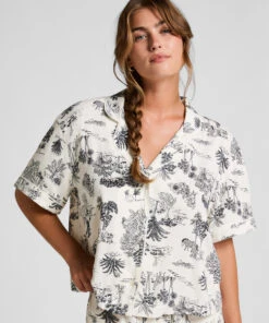 Hunkemöller Veste Tissée à Manches Courtes- Blanc